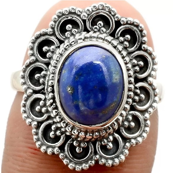Afghani lapis sterling silver rings size 6.5 and 9 - Picture 2 of 4